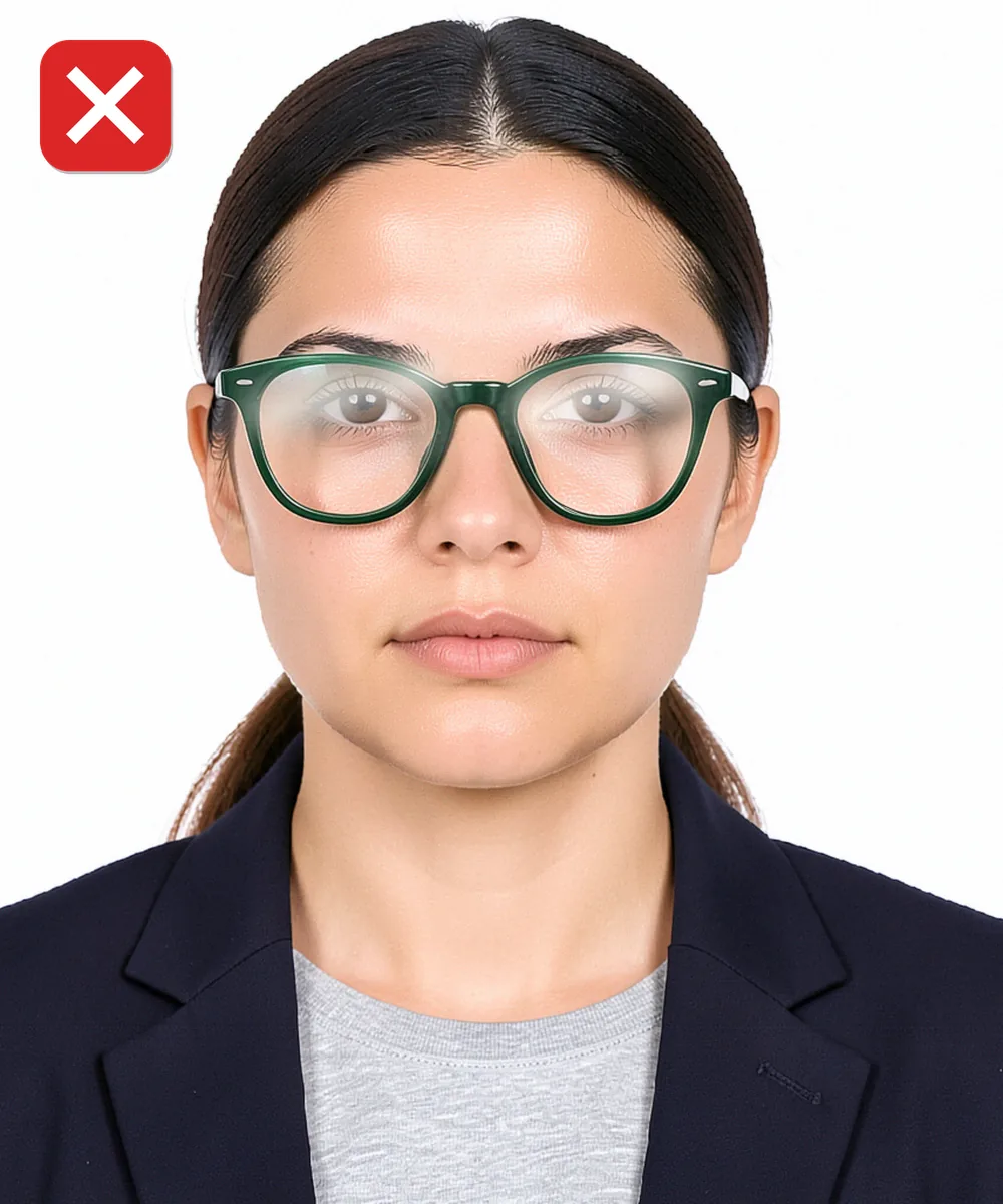 On-Site Group ID Photo Shoot in İstanbul — Incorrect ID photo: glare on the glasses lenses