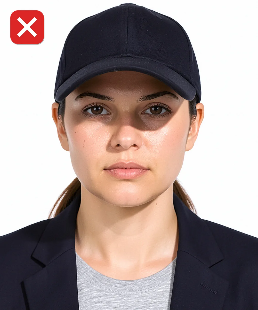 On-Site Group ID Photo Shoot in İstanbul — Incorrect ID photo: wearing a baseball cap