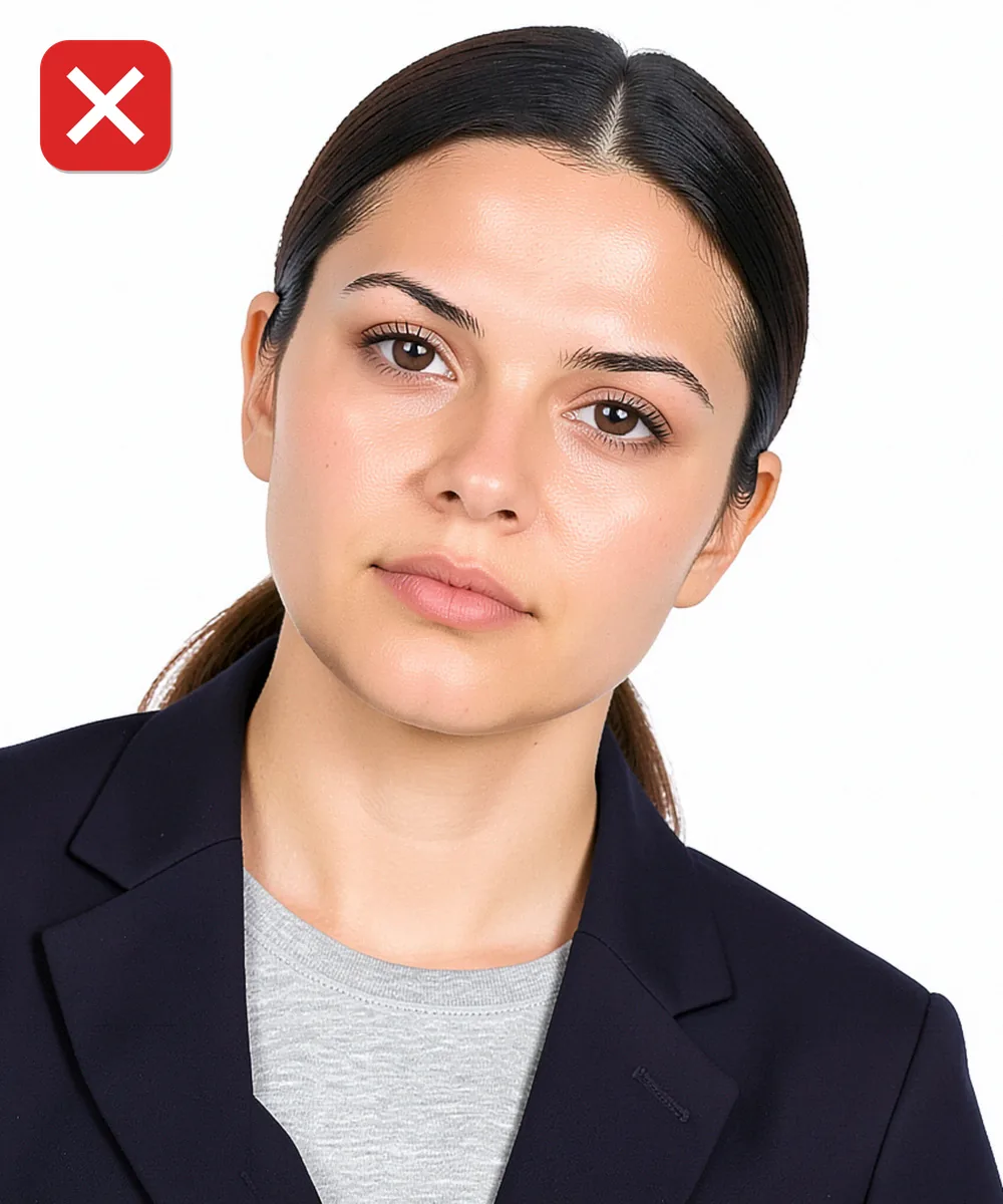 On-Site Group ID Photo Shoot in İstanbul — Incorrect ID photo: head tilted to one side