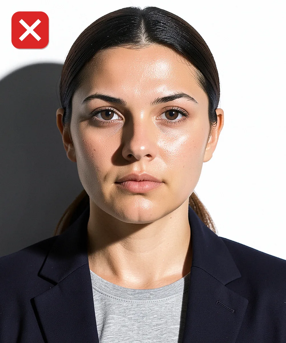 On-Site Group ID Photo Shoot in İstanbul — Incorrect ID photo: harsh side lighting splits the face