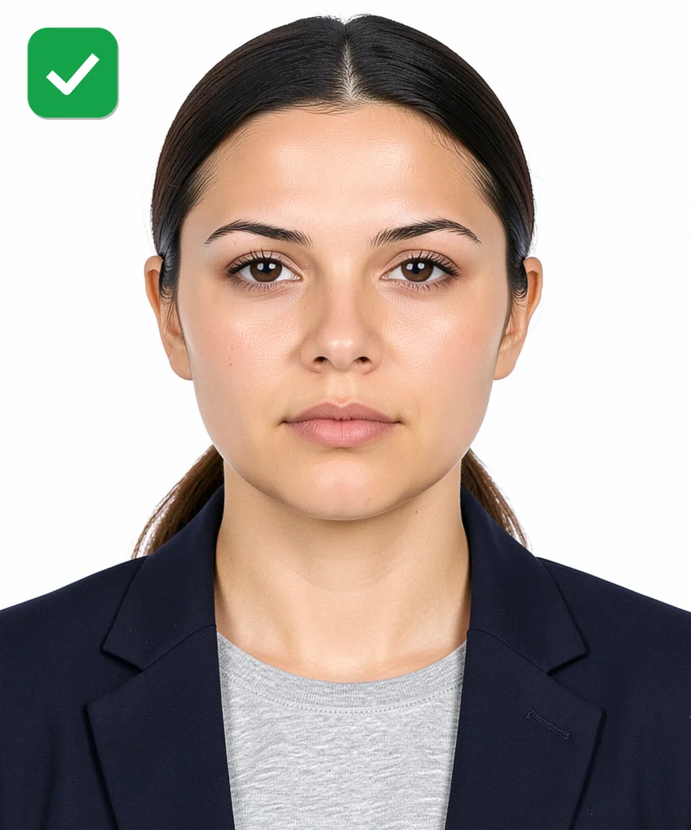 On-Site Group ID Photo Shoot in İstanbul — Correct ID photo: neutral expression, upright head, white background