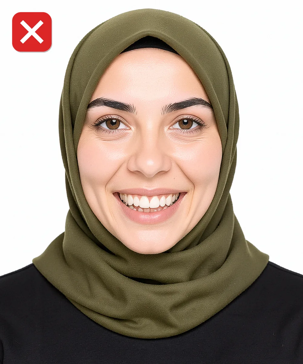 Ümraniye'de Vesikalık Fotoğraf — Yanlış vesikalık örneği: gülümseme