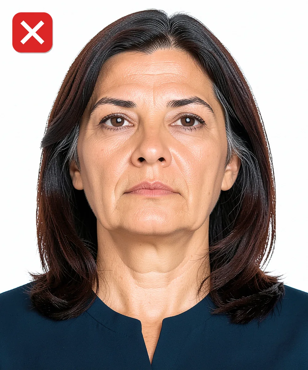 Üsküdar'da Vesikalık Fotoğraf — Yanlış vesikalık örneği: alttan yukarı çekim