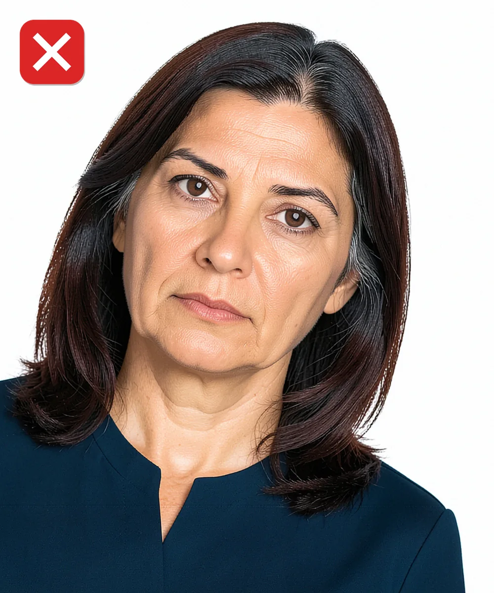 Üsküdar'da Vesikalık Fotoğraf — Yanlış vesikalık örneği: baş yana eğik