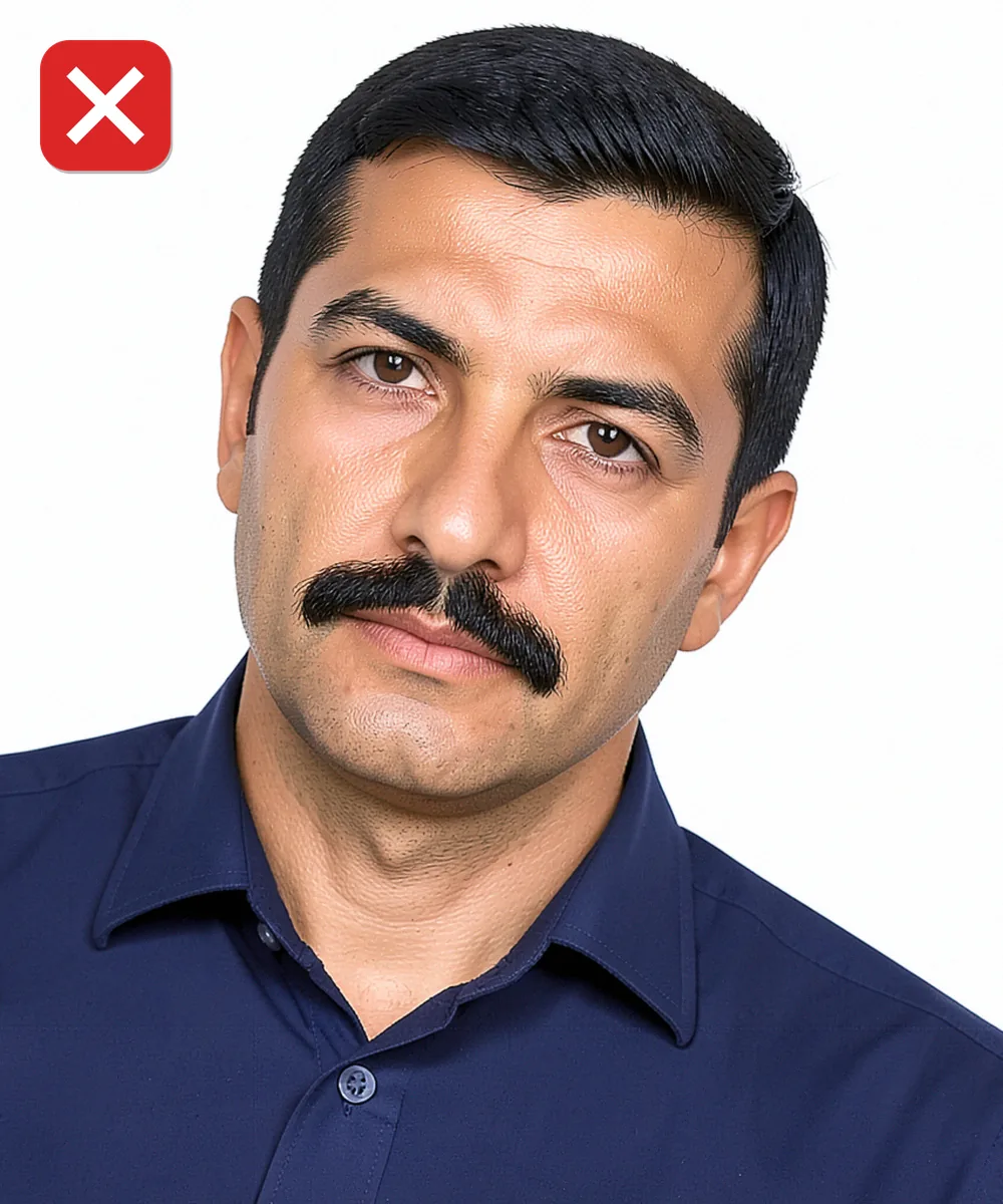 Passport Photo in Zeytinburnu — Incorrect ID photo: head tilted to one side