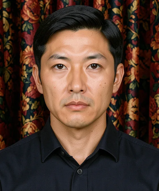Japonya Vizesi Fotoğrafı — Yanlış vesikalık örneği: arka planda desenli perde