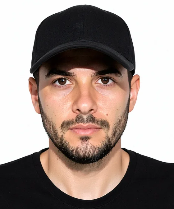 CV Photo — Incorrect corporate portrait: wearing a baseball cap