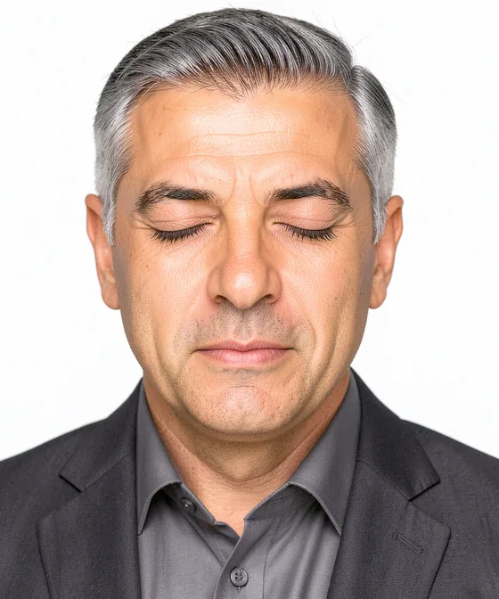 Breites Business-Porträt — Falsches Business-Porträt: geschlossene Augen