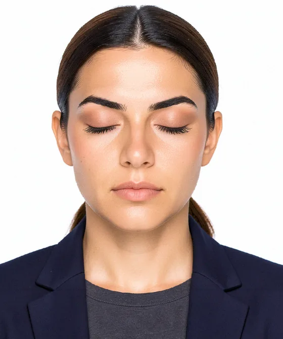 LinkedIn-Profilbild — Falsches Business-Porträt: geschlossene Augen