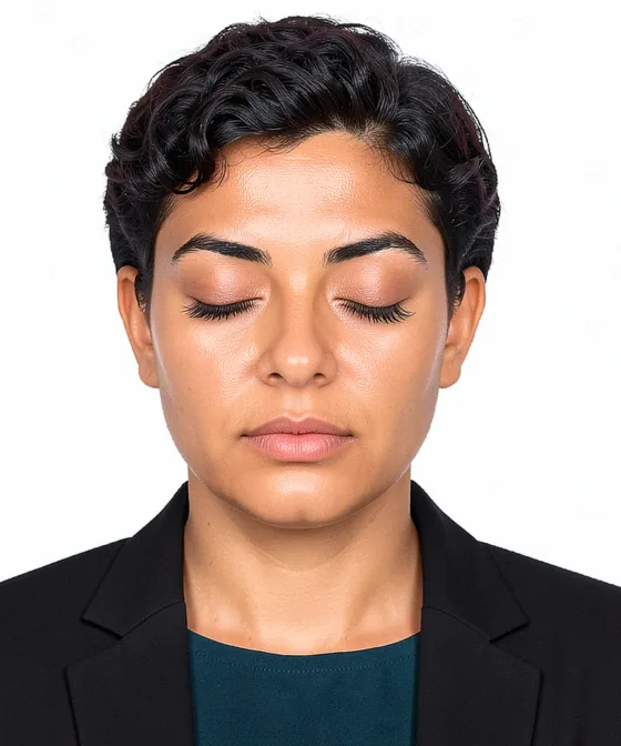 AI Corporate Portrait — Incorrect corporate portrait: eyes closed