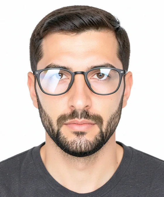 Ägypten Visum Foto — Falsches Passbild: spiegelnde Brillengläser