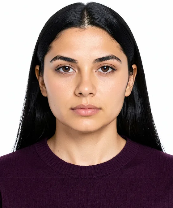 Fotoğrafın Arka Planını Beyaz Yapma — Doğru vesikalık örneği: nötr ifade, dik baş, düz beyaz fon