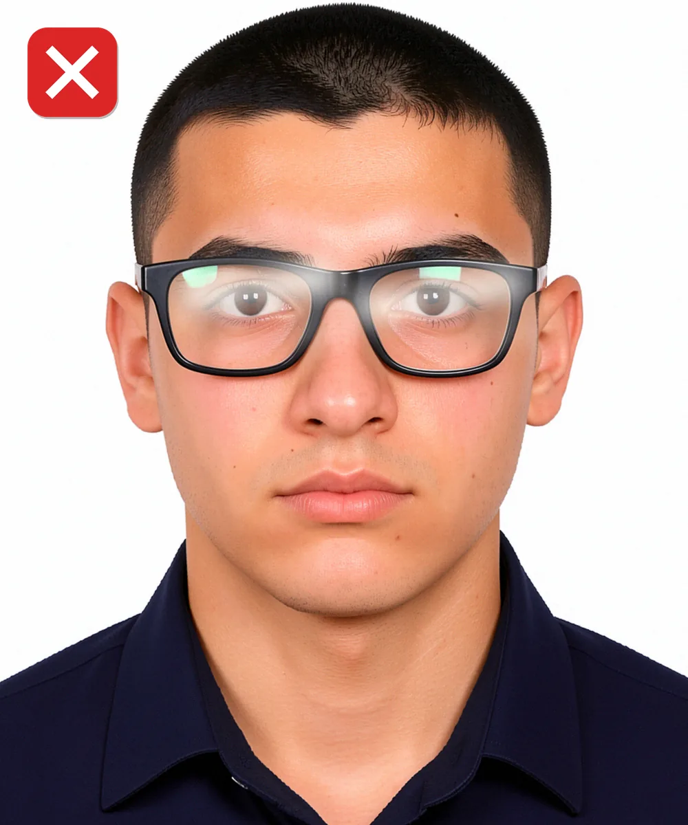 Turkey Military Service, Academy and Police Photo — Incorrect ID photo: glare on the glasses lenses