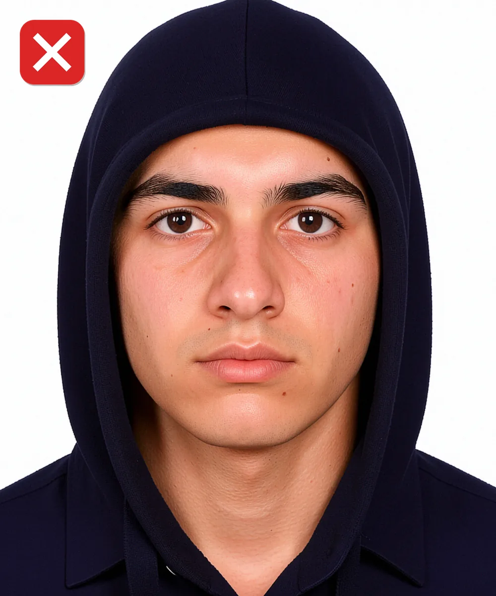 Turkey Military Service, Academy and Police Photo — Incorrect ID photo: hood pulled up over the head