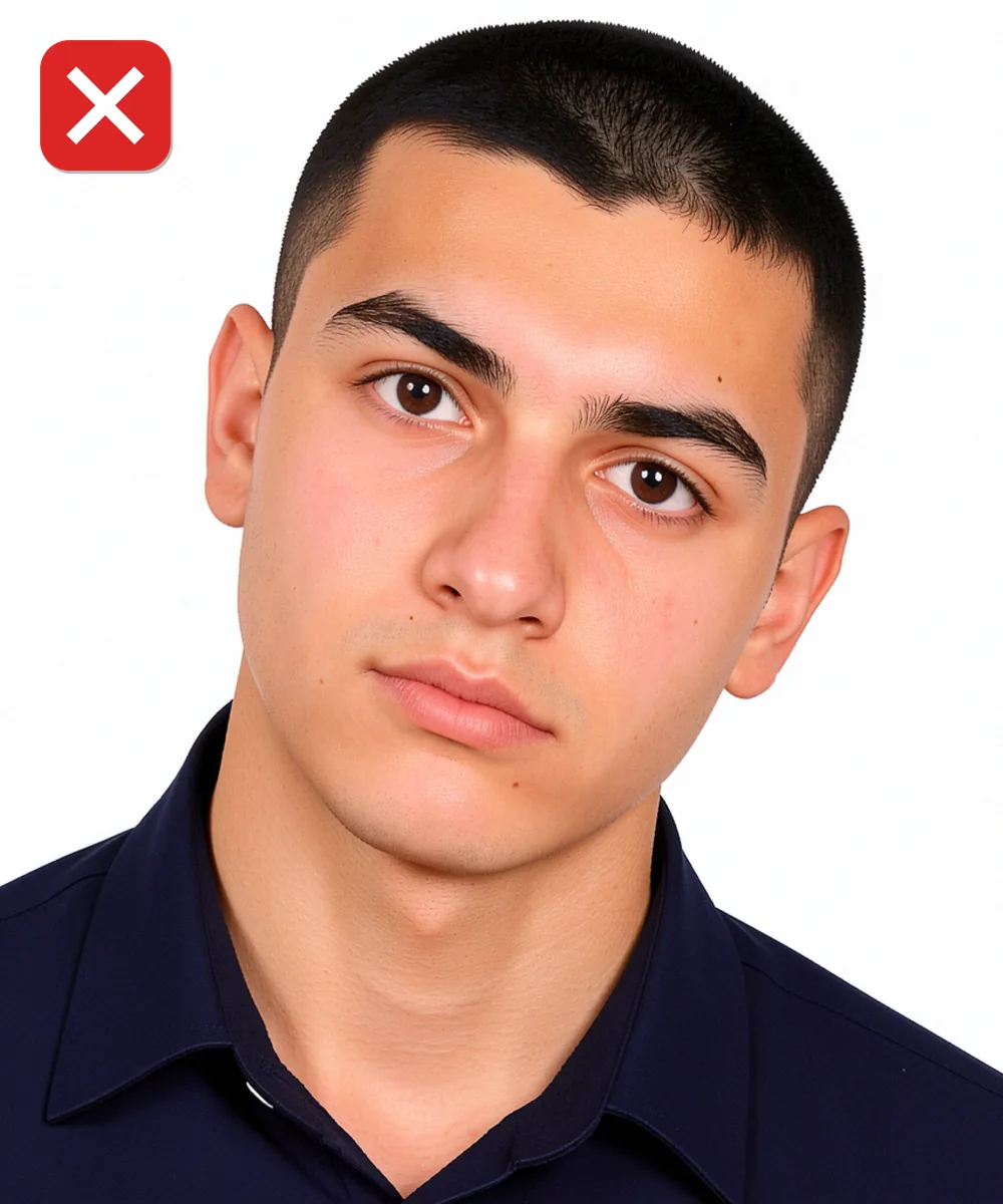 Turkey Military Service, Academy and Police Photo — Incorrect ID photo: head tilted to one side