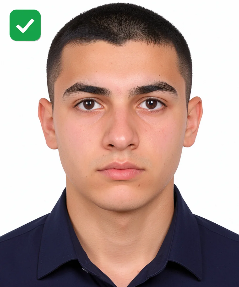 Turkey Military Service, Academy and Police Photo — Correct ID photo: neutral expression, upright head, white background