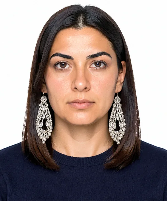 What Are the Differences Between a Biometric Photo and a Standard ID Photo? — Incorrect ID photo: large dangling earrings