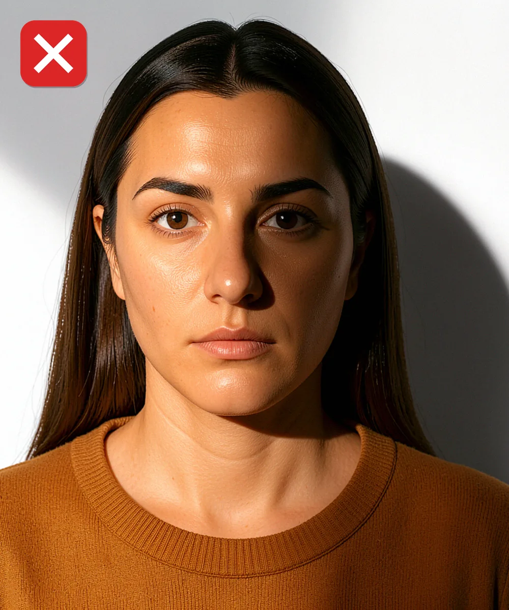 Change the Photo on a Turkish ID, Licence or Passport — Incorrect ID photo: harsh side lighting splits the face