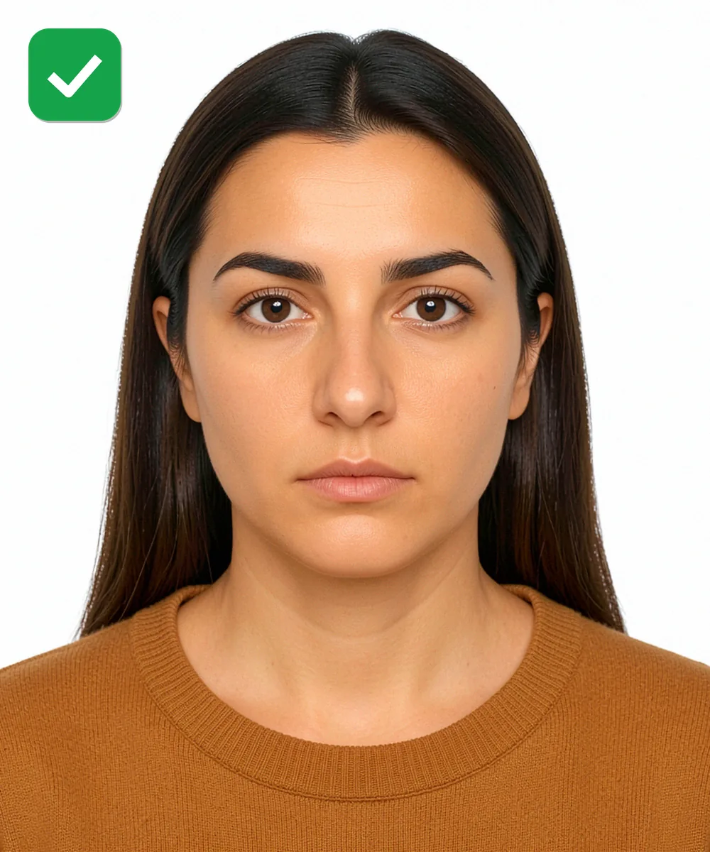 Change the Photo on a Turkish ID, Licence or Passport — Correct ID photo: neutral expression, upright head, white background