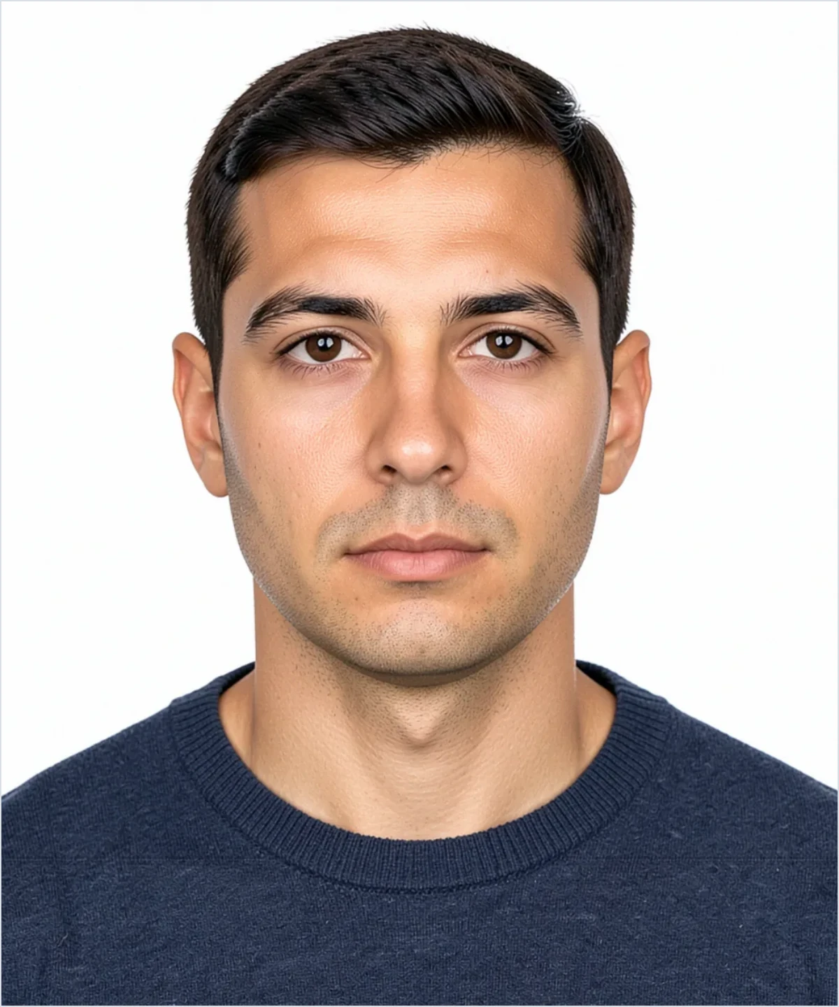 Biyometrik Fotoğrafta Gülümseme ve İfade belgesine yerleştirilmiş örnek vesikalık fotoğraf
