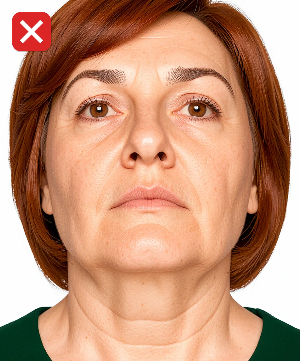 Migros'ta Vesikalık Fotoğraf Çıkarma — Yanlış vesikalık örneği: alttan yukarı çekim