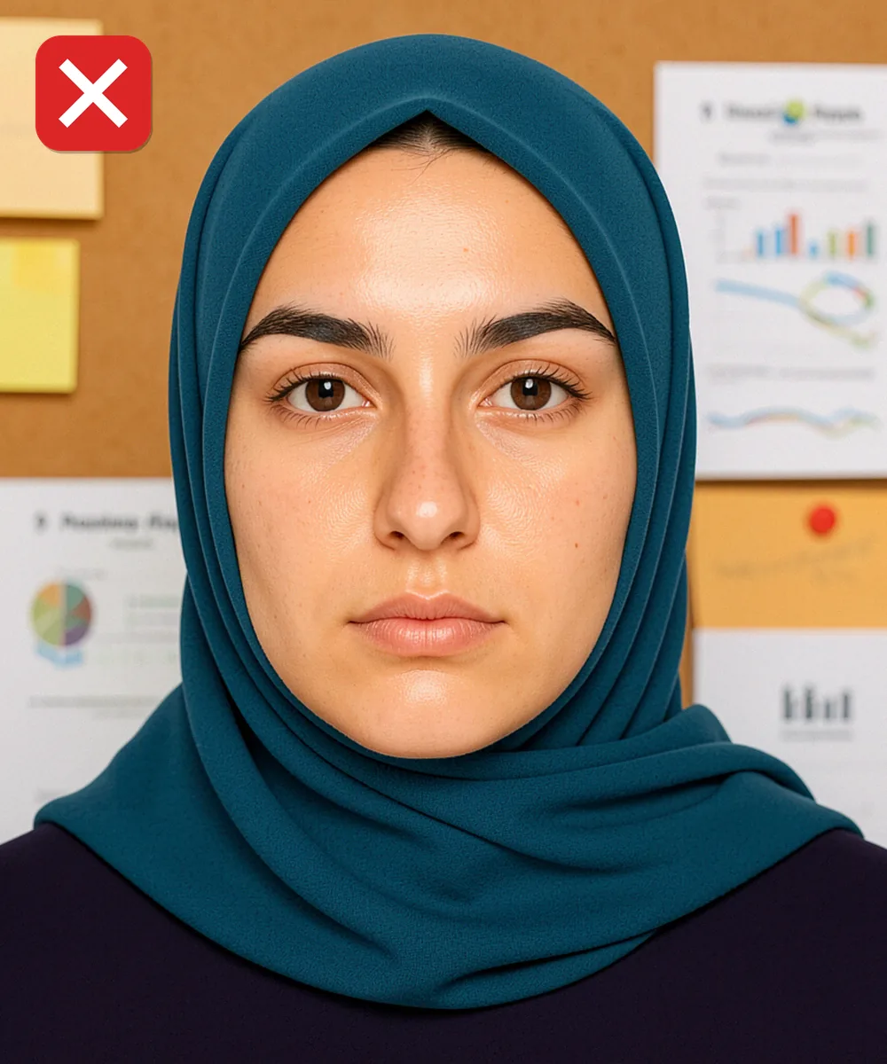 Marriage in Turkey — Incorrect ID photo: office pinboard in the background