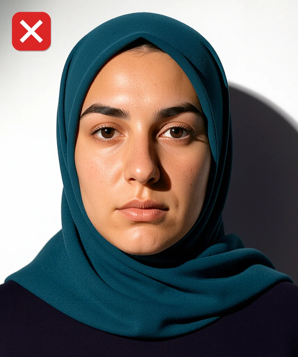 Marriage in Turkey — Incorrect ID photo: harsh side lighting splits the face