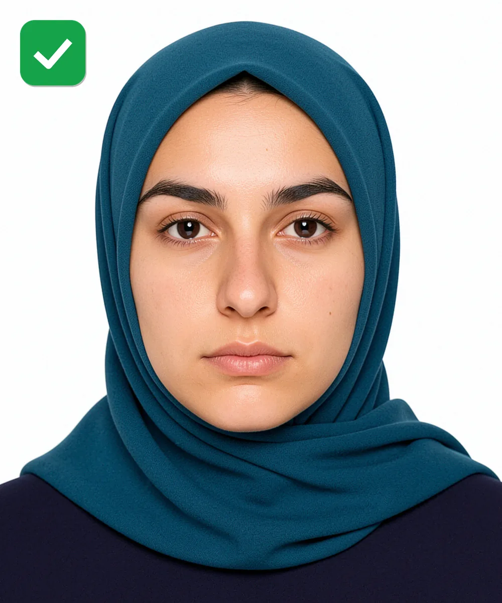 Marriage in Turkey — Correct ID photo: neutral expression, upright head, white background
