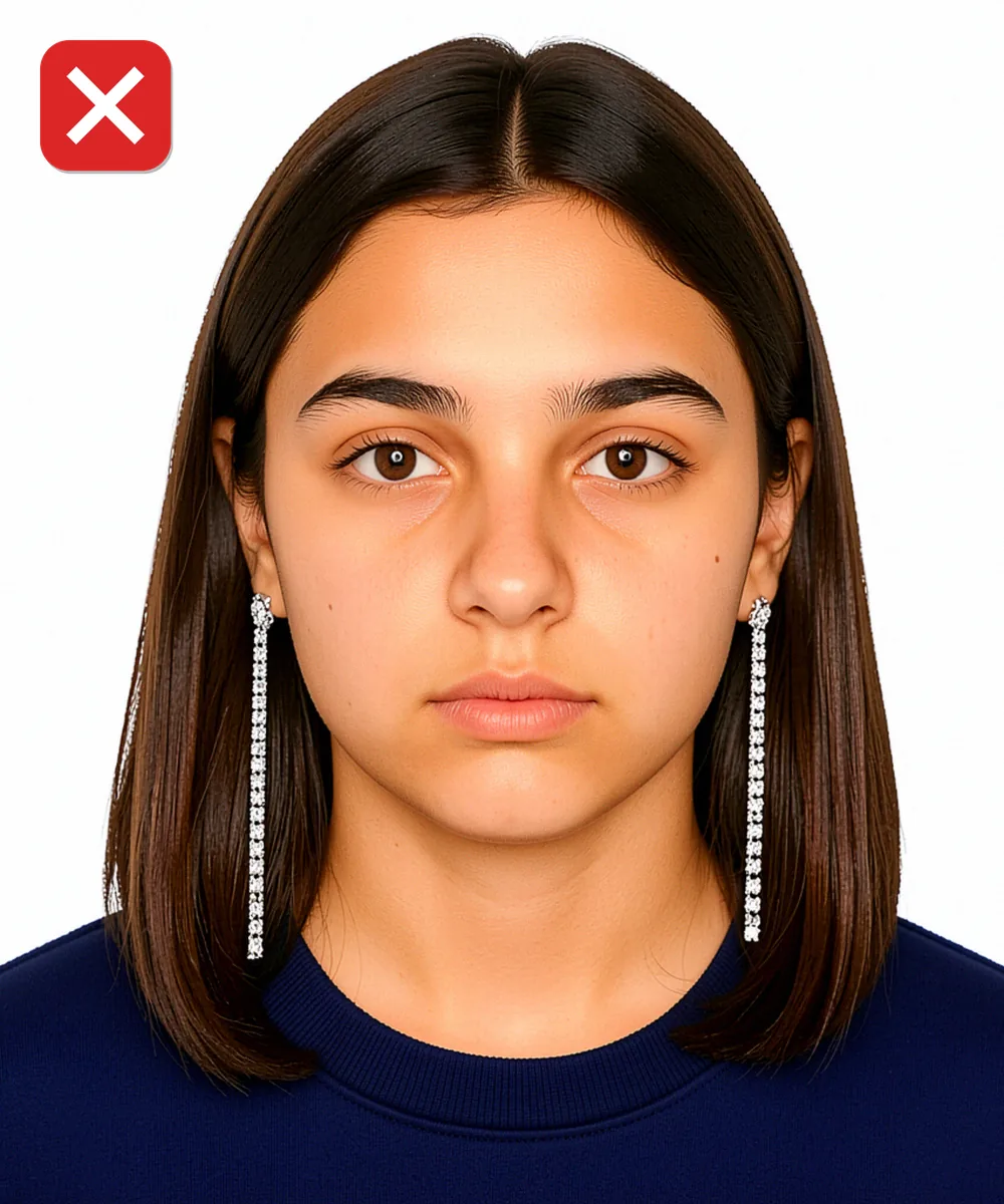 e-Okul and School Registration Photo — Incorrect ID photo: large dangling earrings