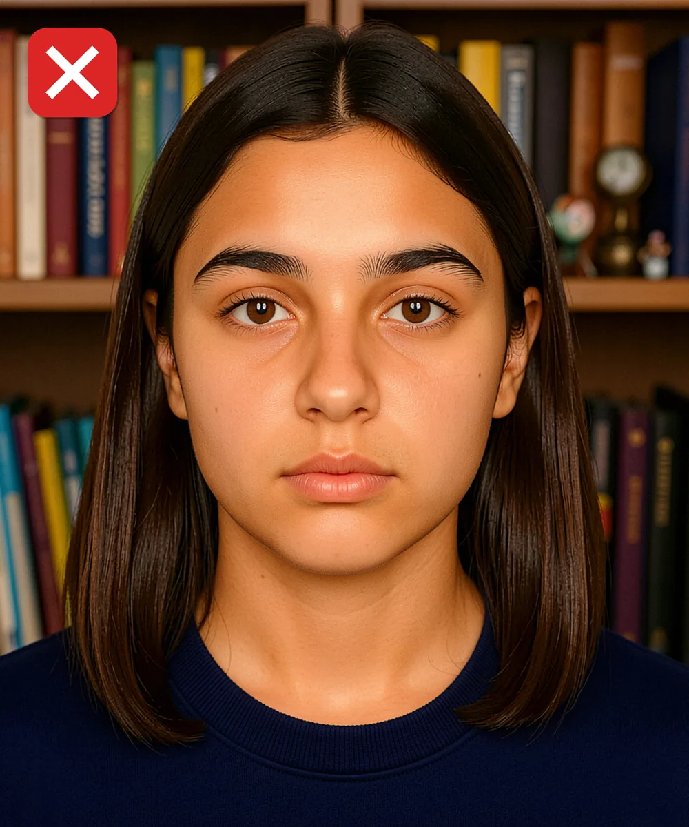 e-Okul and School Registration Photo — Incorrect ID photo: bookshelf in the background