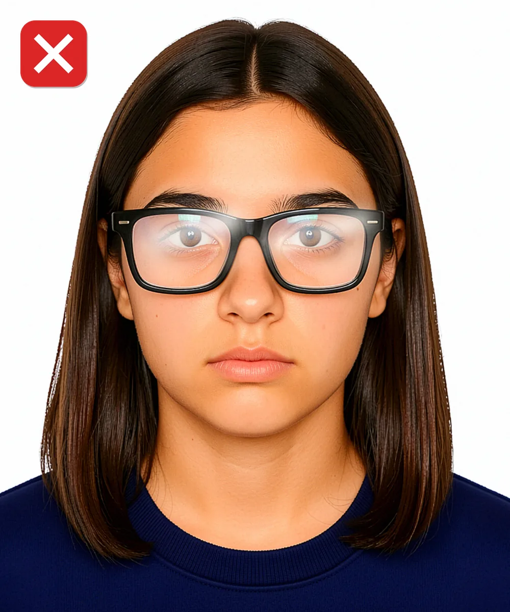 e-Okul and School Registration Photo — Incorrect ID photo: glare on the glasses lenses