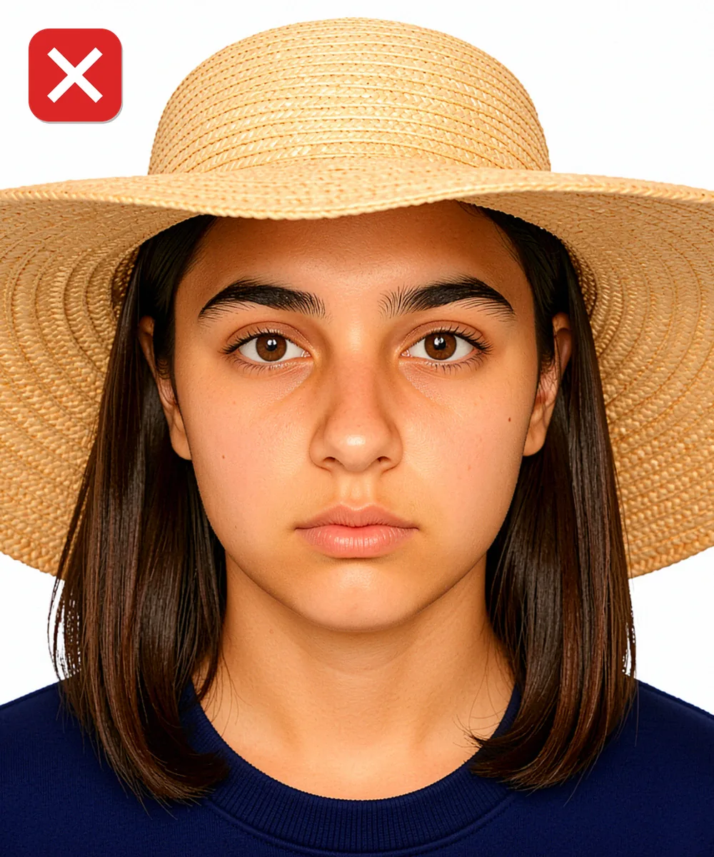 e-Okul and School Registration Photo — Incorrect ID photo: wide-brimmed straw sun hat