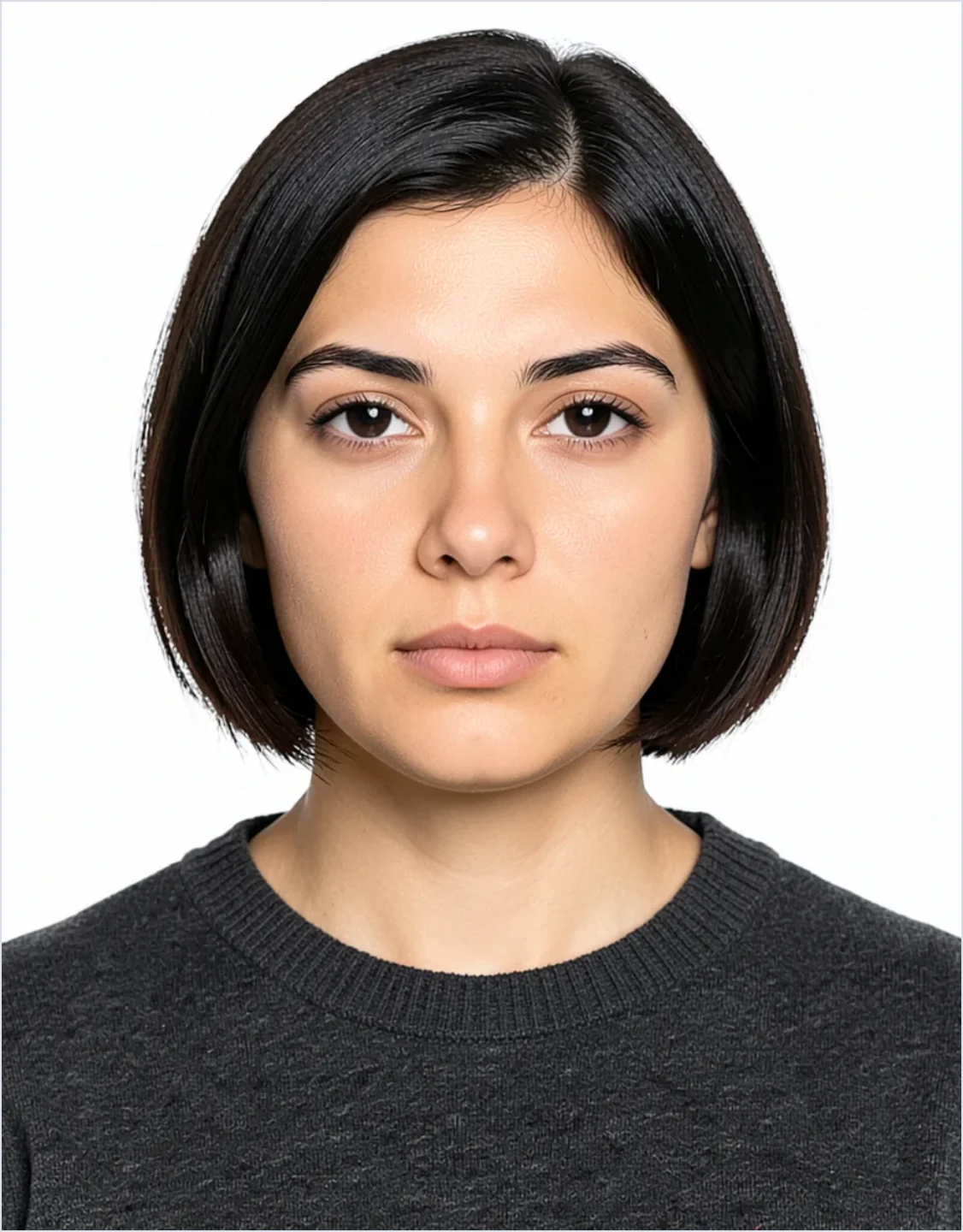 Example 25×32 mm ID photo on a white background, small format with size guides