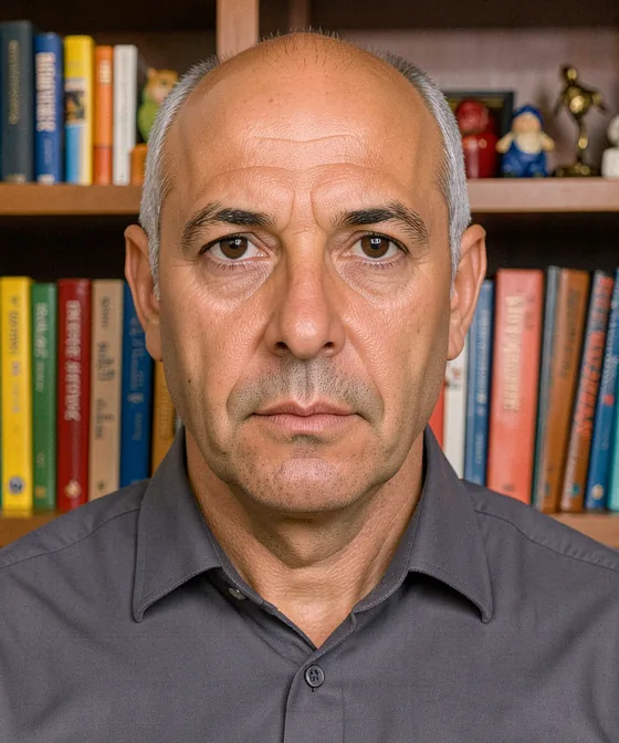 50×60mm Vesikalık — Yanlış vesikalık örneği: arka planda kitaplık